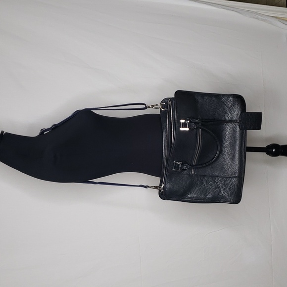 MCM Unisex Black Leather Messenger Laptop Bag Designer Convertible Professional - Picture 16 of 16